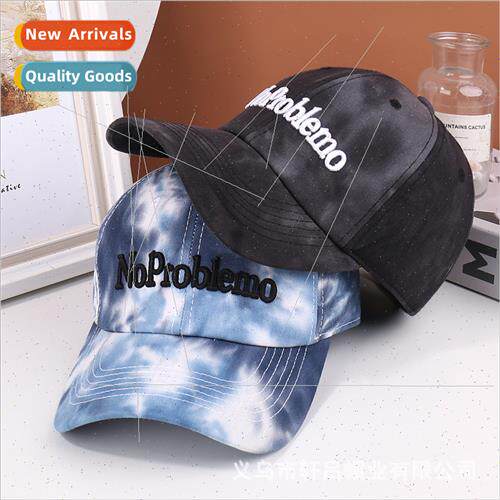 Three-dimensional embroidery baseball cap tide  tie-dye leis