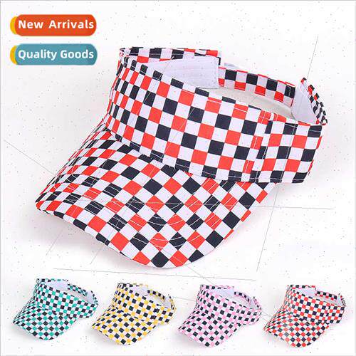 Checkerboard cotton sports hollow top hat women outdoor suns