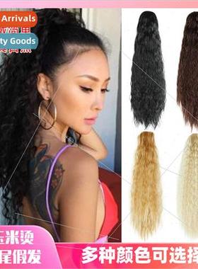 Fashion cornrows long curly ponytail wig female hair bud pon