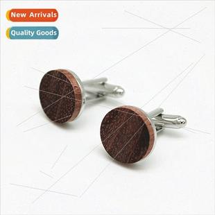 round wood wooden solid cufflink cufflinks Vintage
