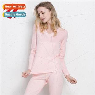 neck set winter underwear silk thermal Autumn lace