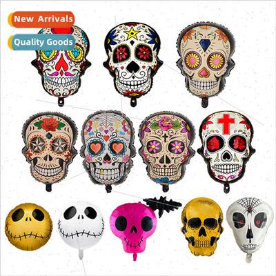 Printed Skull Balloons Gold Skull Shape Balloons Alternative