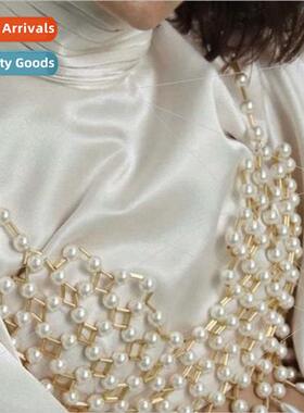 MW3139 Europe vest fashion sexy pearl metal bar combination