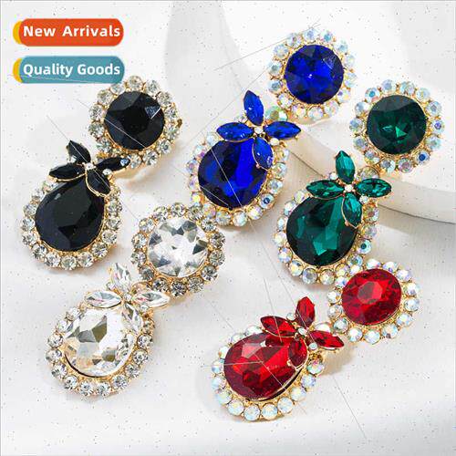 Europe Water drop diamond earrings 925 silver pin earrings e
