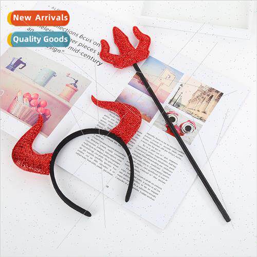 Halloween decorative headbprops red small three-pronged horn