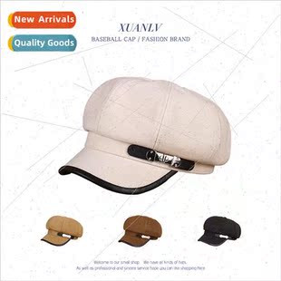 retro octagonal hat Spring warm England outdoor belt Autumn