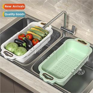 draining retractable basket kitchen Double vegetable layer