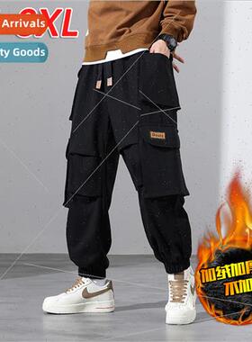 Work pants men fall winter cotton plus size loose drawstring