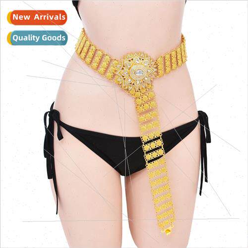 New rhinestone flowers waist chain ethnic wind hollow metal