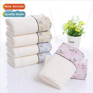 Towel 32 strands cotton plain face towel wide satin ribbon f