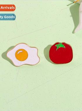 Cartoon fun new tomato brooch cute ruffled egg badge versati