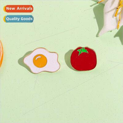 Cartoon fun new tomato brooch cute ruffled egg badge versati