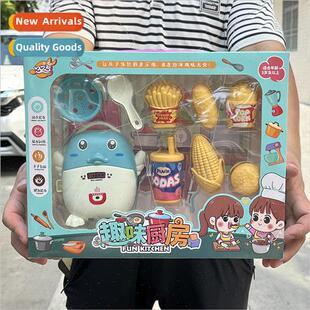 Children play house fast food western fries hamburger corn t