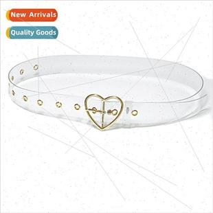 Ladies thin fashion sweet crystal pvc belt tide transparent