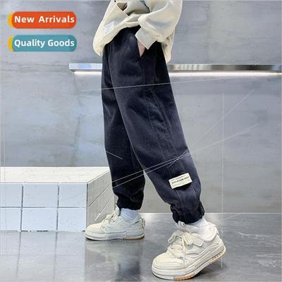 Boys padded pants fall and winter  2023 new childrens warm o