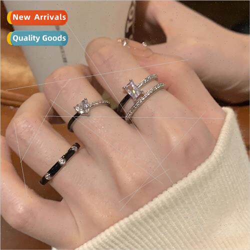 Dark Heart Zirconia Ring che Black Drip Glaze Fashion Rings