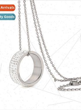Europe Ins creative stainless steel diamond ring necklace du