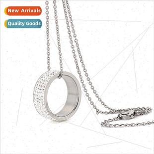 stainless steel diamond Europe necklace creative ring Ins