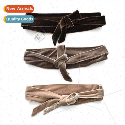 Winter Velvet Wide Belt Women Coat Decorative Fabric Belt Ve