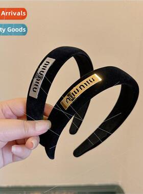 Versatile black velvet ageing versatile headband hairpin hig