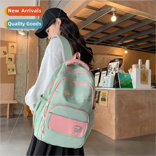 Autumn new large-capacy color collision schoolbag female Jap
