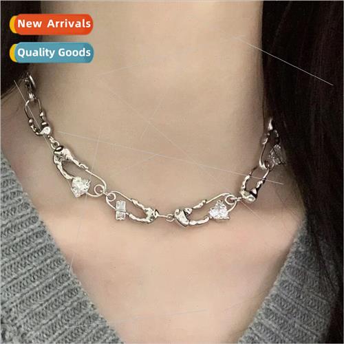 Pin Zirconia Heart Necklace Women Tanium Steel Non Fade Spic