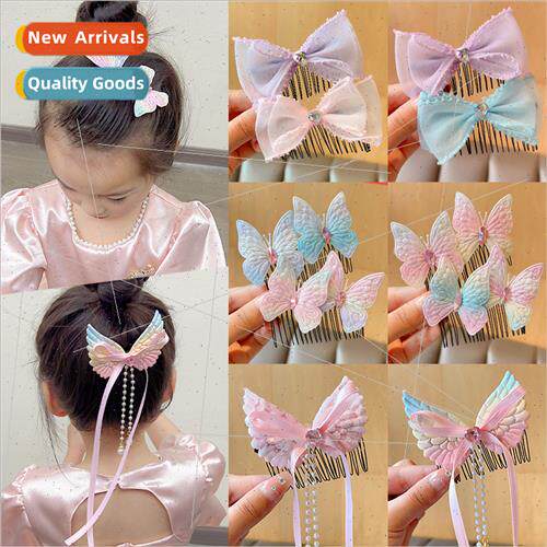Bow children hair comb female bangs insert comb baby back he