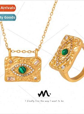 Europe Vintage Devil Eye Gold-Plated Necklace Eye Ring适用Wo