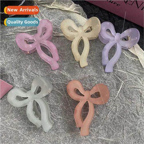 Frosted bow hair clips teenage girl cute side clip broken ha