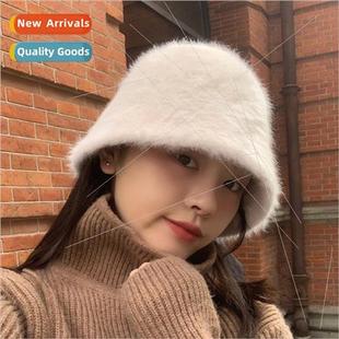 hat female cover winter face hair bucket rabb Autumn imation