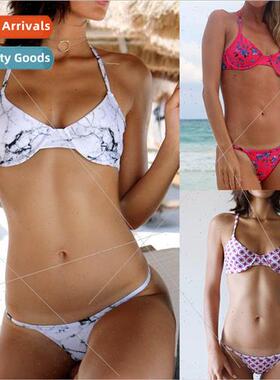 Europe Swimwear Sexy Printed Triangle Womens Spl Swimsu Stee