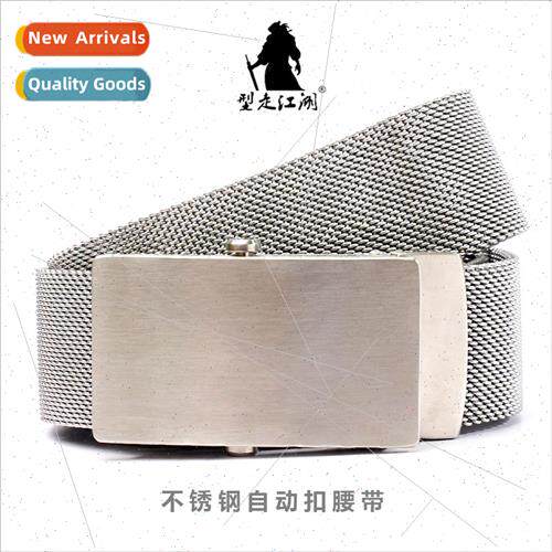 Men stainless steel belt roller automatic buckle mesh belt c