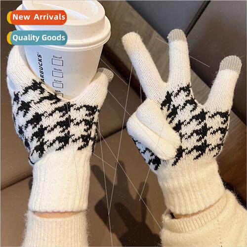 Woolen spl-finger gloves female winter 2023 new padded warm