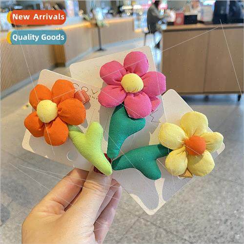 Girls cute flowers hair clips Korean ltle girl back head sid