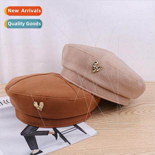 Spring Autumn love metal label beret children set fashion En