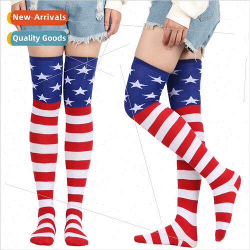American Independence Day Pentagram Socks Women Long Socks K