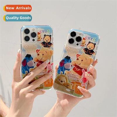 Niche cartoon bread bear doll 适用 Apple 13 phone case iPhon