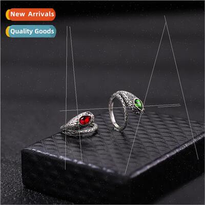 New Alloy Snake Adjustable Ring Gemstone Hip Hop Semi-precio