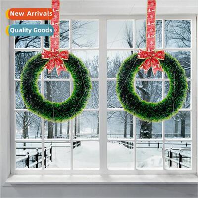 New Christmas wool garland home decoration bow rattan circle