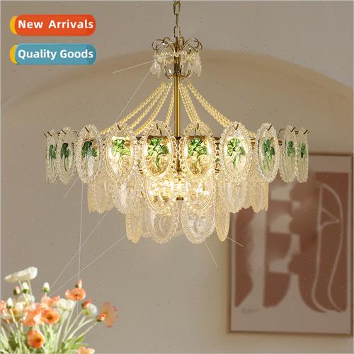 French fresh bedroom crystal chandelier small red book pearl