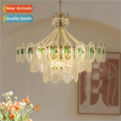 French fresh bedroom crystal chandelier small red book pearl