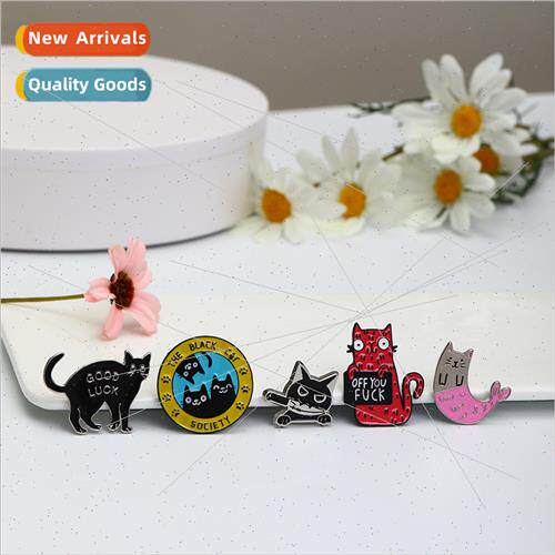 Europe creative personalized oil drop brooch cat zinc alloy