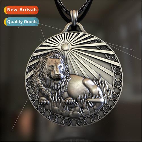 Europe vintage steppe lion pendant necklace men personalized