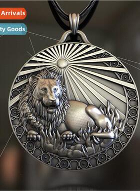 Europe vintage steppe lion pendant necklace men personalized