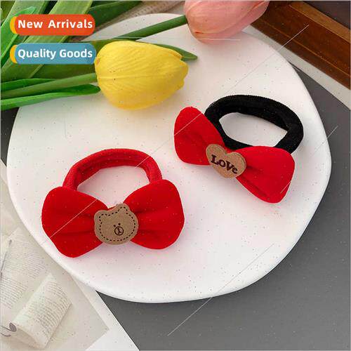 2024 New Year  festive burgundy velvet bow leather band fema