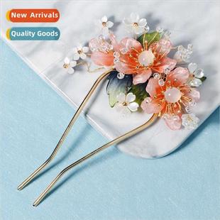 Ancient hair accessories peach blossom wedding Hanfu hairpin