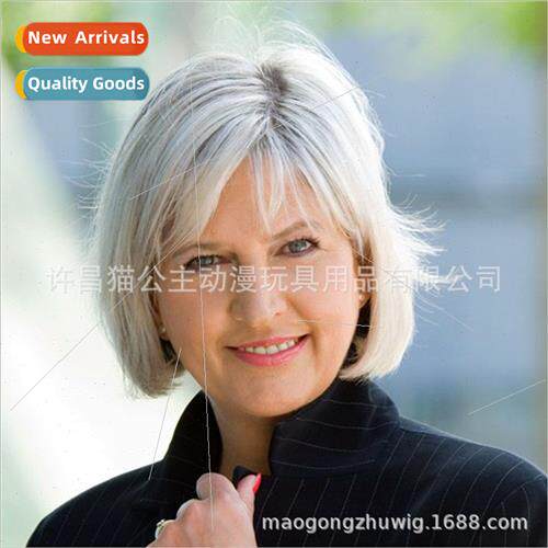 Europe Women Short Deep Roots o Dye Wigs Chemical Fiber High