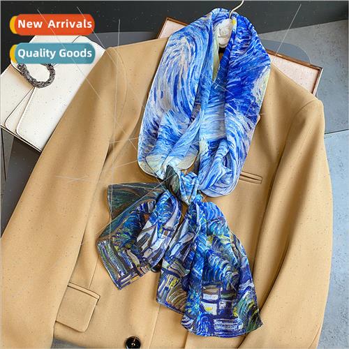 2022 fashion new long silk scarf women summer sunscreen saro