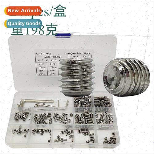 240pcs Stainless Steel Hexagon Socket Set Screws Concave End