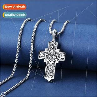 Pendant Men Tanium Vintage Necklace Cross Steel Coup Fashion